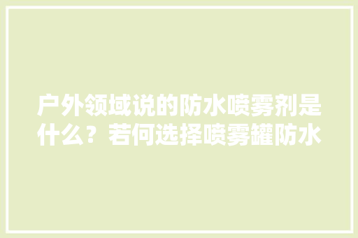 户外领域说的防水喷雾剂是什么？若何选择喷雾罐防水防油剂原液？,防水怎么做才能真正的防止漏水。