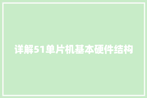 详解51单片机基本硬件结构