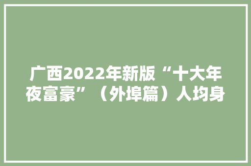 广西2022年新版“十大年夜富豪”（外埠篇）人均身价286.5亿元