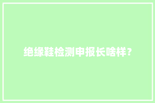 绝缘鞋检测申报长啥样？,须要与需要的区别。