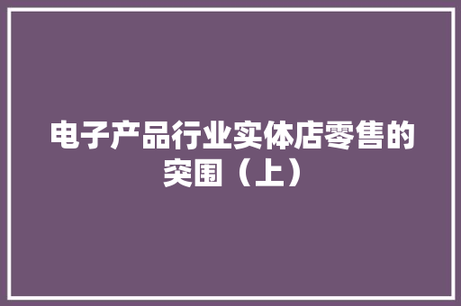 电子产品行业实体店零售的突围（上）