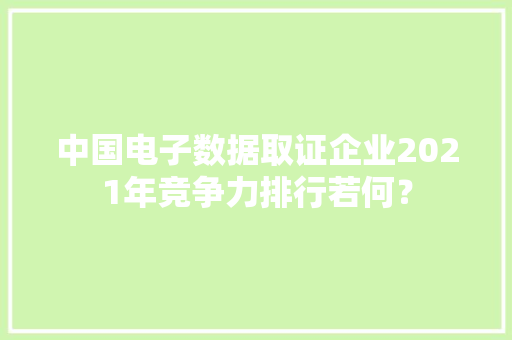 中国电子数据取证企业2021年竞争力排行若何？
