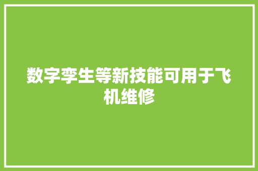 数字孪生等新技能可用于飞机维修