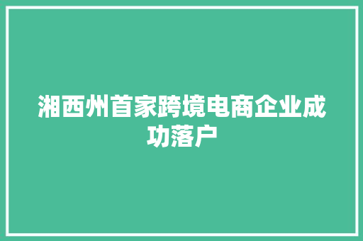 湘西州首家跨境电商企业成功落户