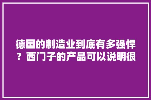 德国的制造业到底有多强悍？西门子的产品可以说明很多问题