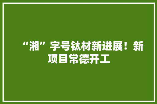 “湘”字号钛材新进展！新项目常德开工,高端的食材往往只需要最简单的烹饪方式图片。