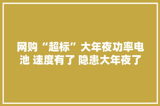 网购“超标”大年夜功率电池 速度有了 隐患大年夜了