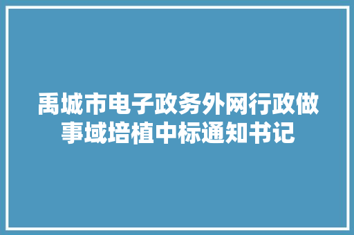禹城市电子政务外网行政做事域培植中标通知书记