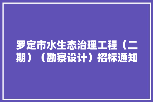 罗定市水生态治理工程（二期）（勘察设计）招标通知书记