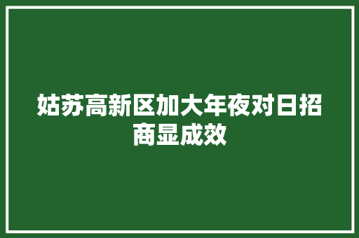 姑苏高新区加大年夜对日招商显成效