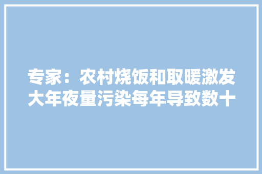 专家：农村烧饭和取暖激发大年夜量污染每年导致数十万人去世亡