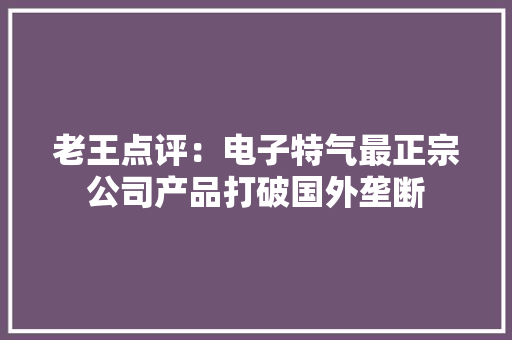 老王点评：电子特气最正宗公司产品打破国外垄断