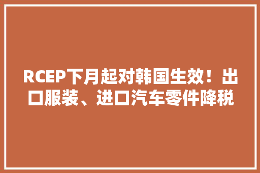 RCEP下月起对韩国生效！出口服装、进口汽车零件降税了