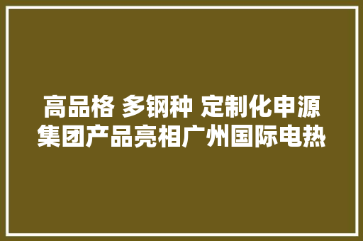 高品格 多钢种 定制化申源集团产品亮相广州国际电热展