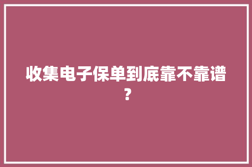 收集电子保单到底靠不靠谱？
