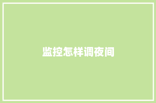 监控怎样调夜间