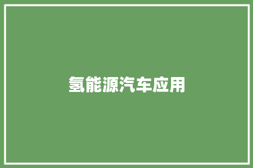 氢能源汽车应用