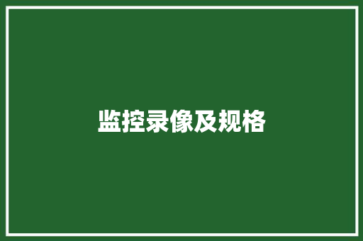 监控录像及规格