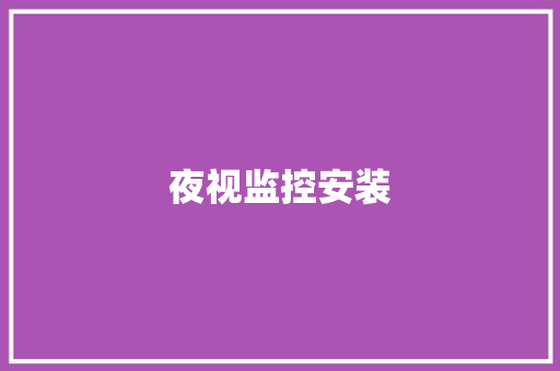 夜视监控安装