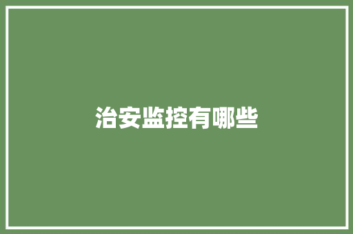 治安监控有哪些
