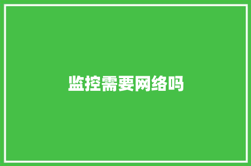 监控需要网络吗