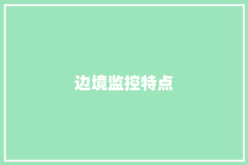 边境监控特点