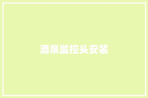 酒泉监控头安装