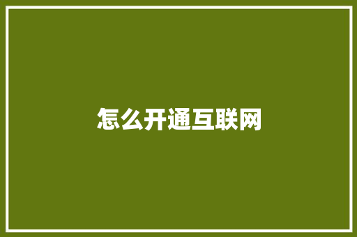 怎么开通互联网