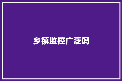 乡镇监控广泛吗