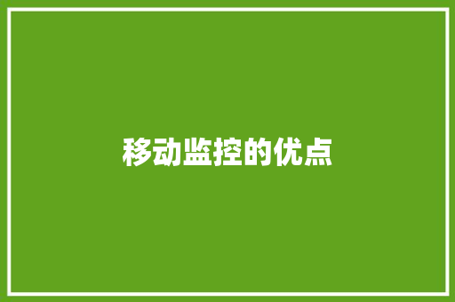 移动监控的优点,监控供应商。