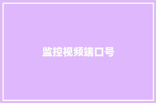 监控视频端口号,端口是什么。