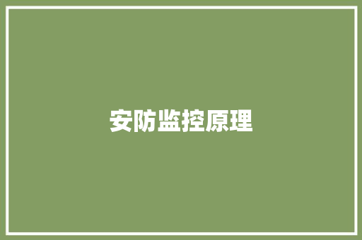 安防监控原理