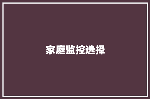 家庭监控选择,监控供应商。