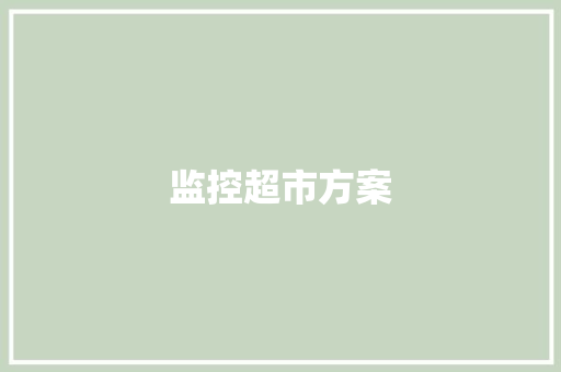 监控超市方案