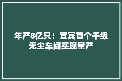年产8亿只！宜宾首个千级无尘车间实现量产