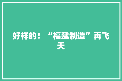 好样的！“福建制造”再飞天