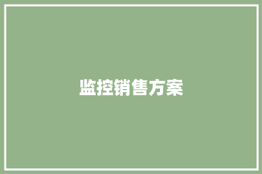 监控销售方案