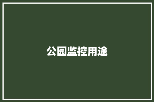 公园监控用途