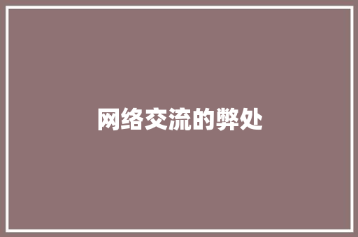 网络交流的弊处