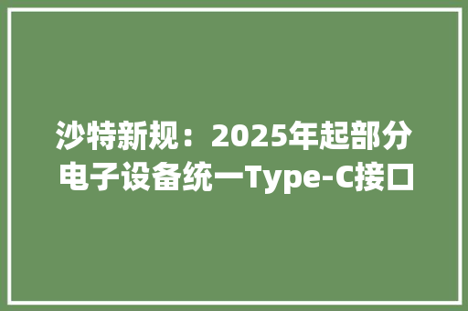 沙特新规：2025年起部分电子设备统一Type-C接口