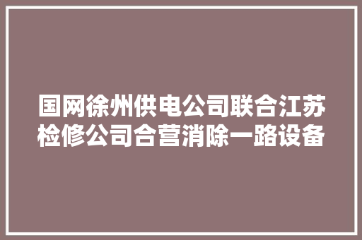 国网徐州供电公司联合江苏检修公司合营消除一路设备重大年夜缺陷