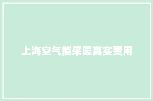 上海空气能采暖真实费用