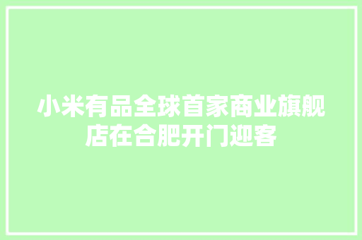 小米有品全球首家商业旗舰店在合肥开门迎客