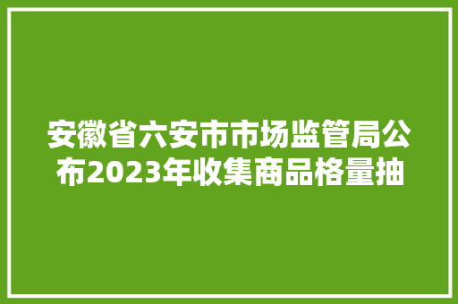 安徽省六安市市场监管局公布2023年收集商品格量抽检结果（第2包）