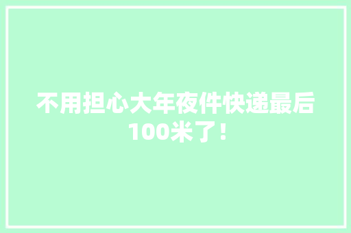 不用担心大年夜件快递最后100米了！