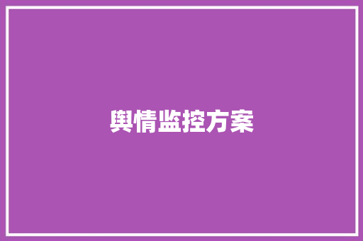 舆情监控方案