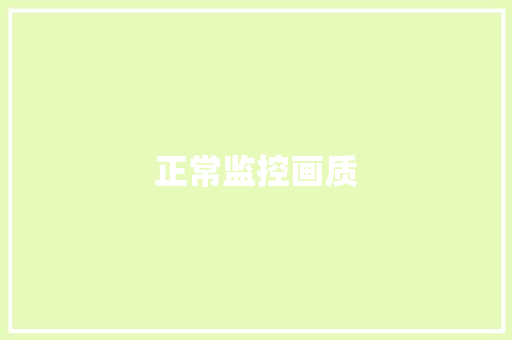 正常监控画质