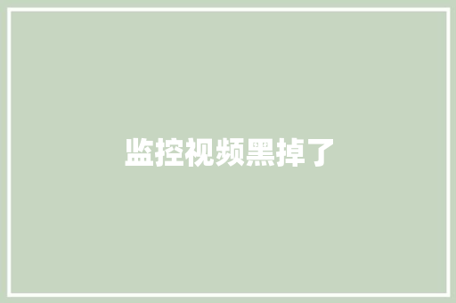 监控视频黑掉了