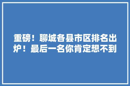 重磅！聊城各县市区排名出炉！最后一名你肯定想不到！