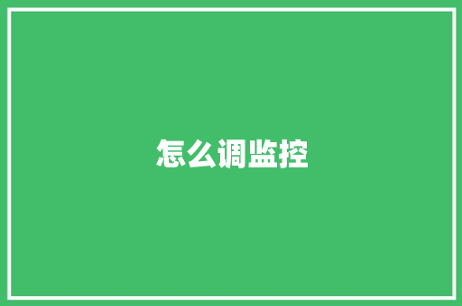怎么调监控